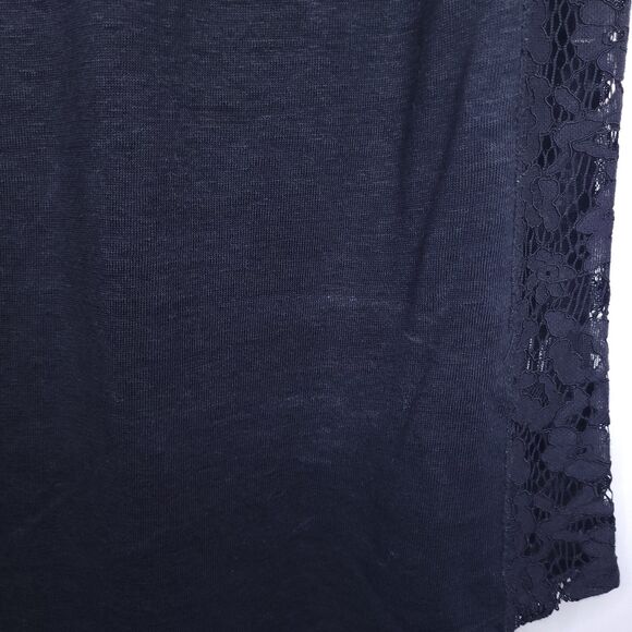 Rebecca Taylor Top Small Black Linen Lace Knit Floral - Picture 5 of 13